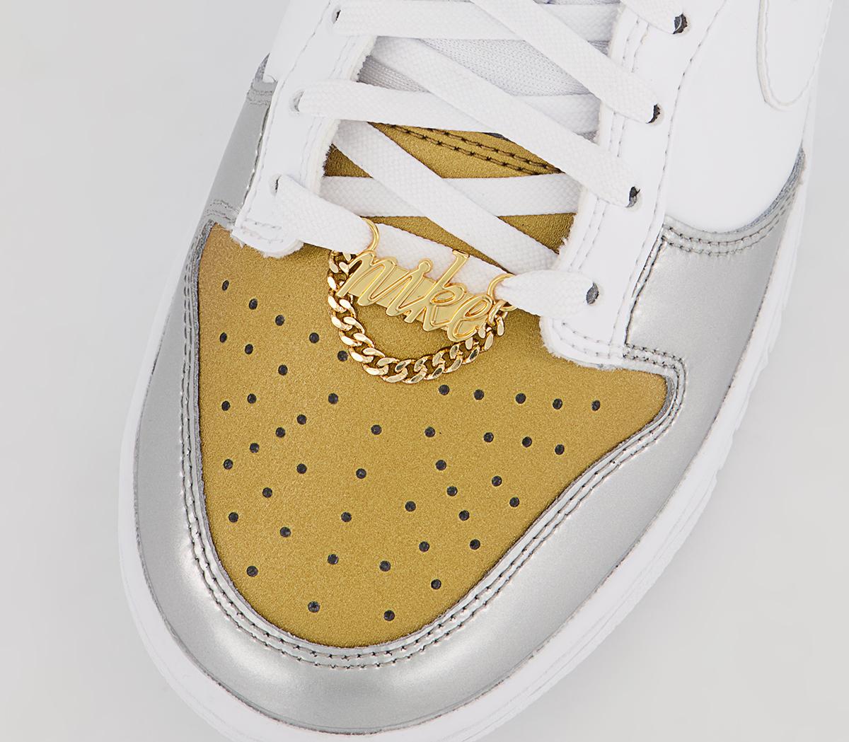 NikeDunk Low TrainersGold White Silver University Red