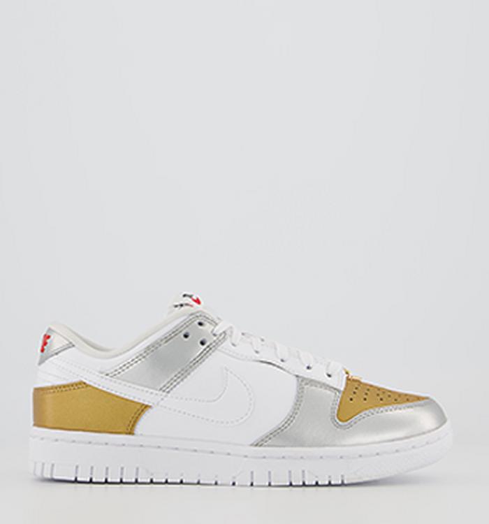 Nike Dunk Low Trainers Gold White Silver University Red