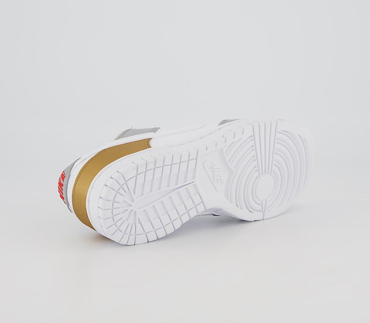 NikeDunk Low TrainersGold White Silver University Red