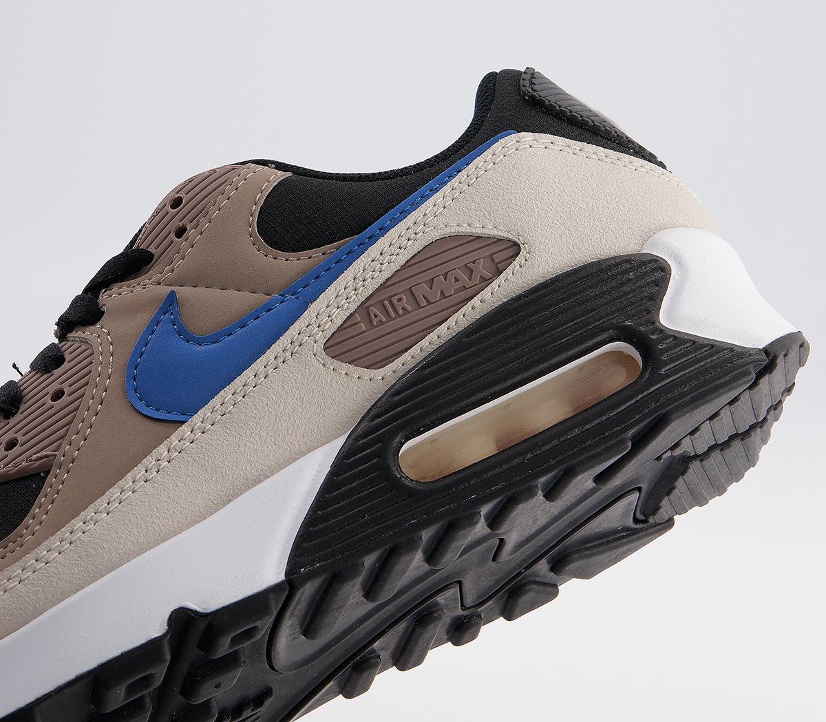 Nike Air Max 90 Trainers Nike Air Max 90 Trainers Black Blue Slate Taupe Haze Malt Desert Sand White