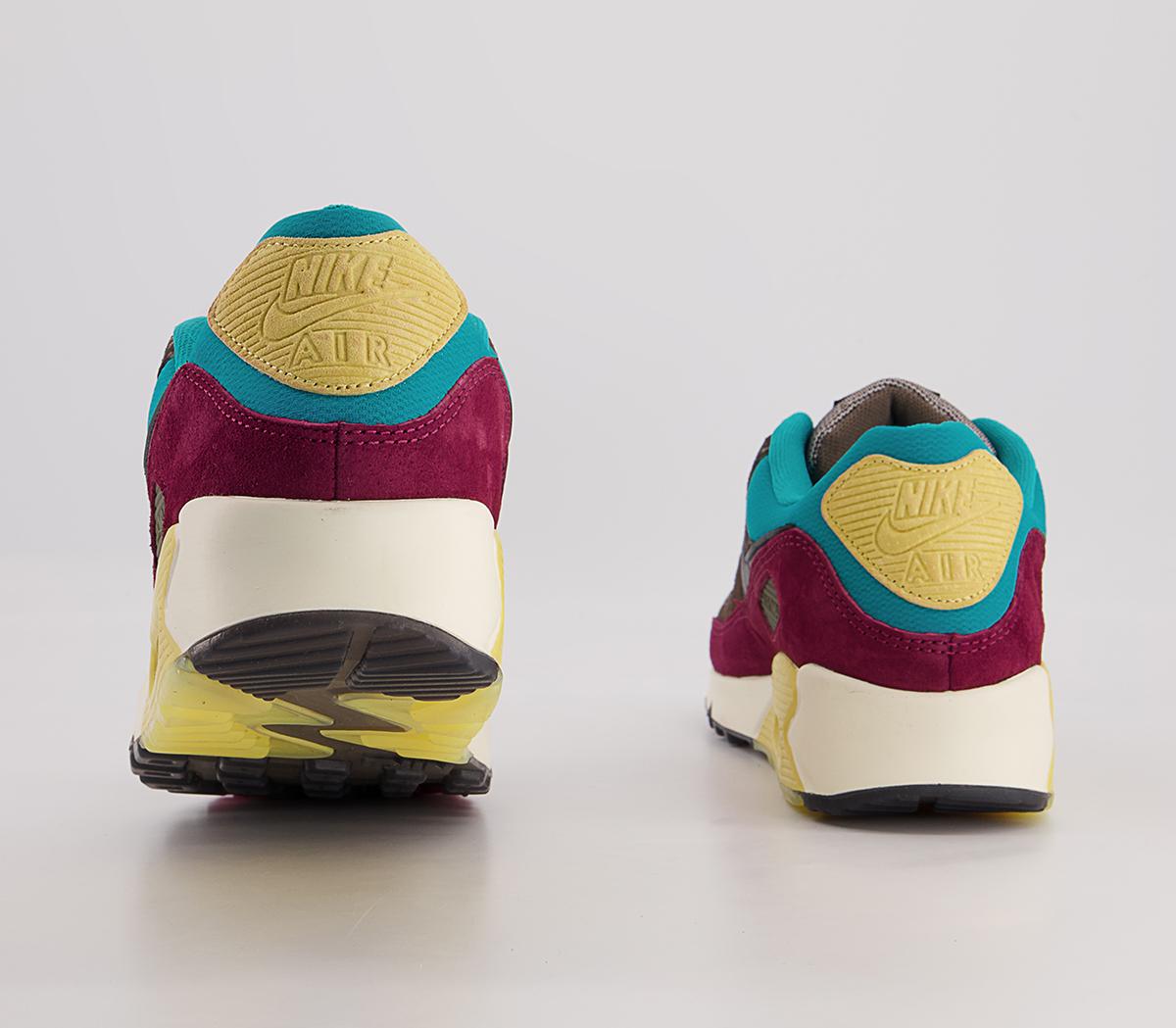 Nike Air Max 90 Trainers Ridgerock Black Turbo Green Saturn Gold