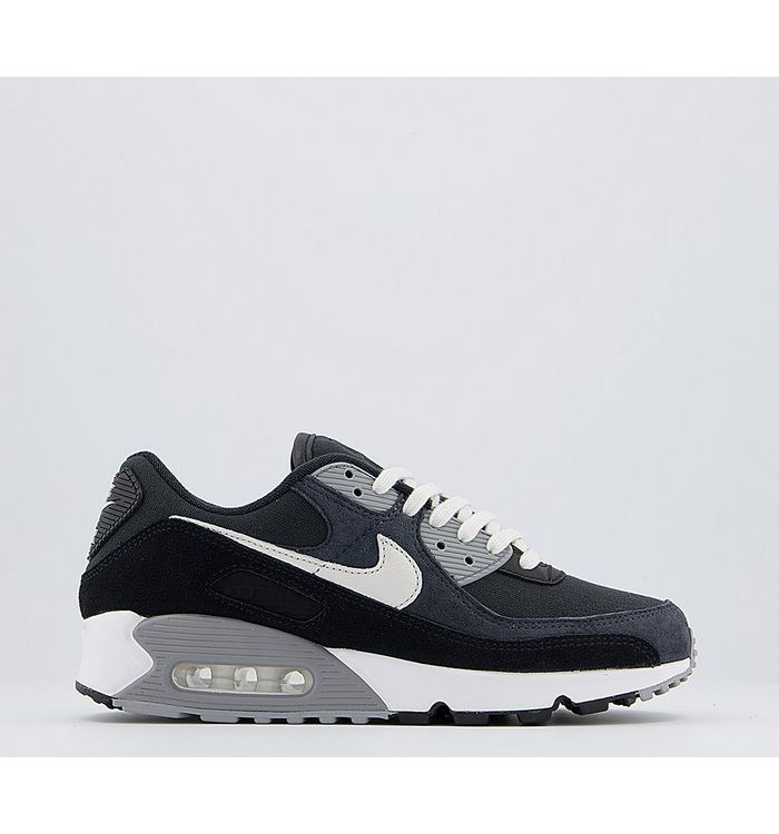 Nike Air Max 90 Trainers Off Noir Summit White Black Leather,Black,Red,Grey,White