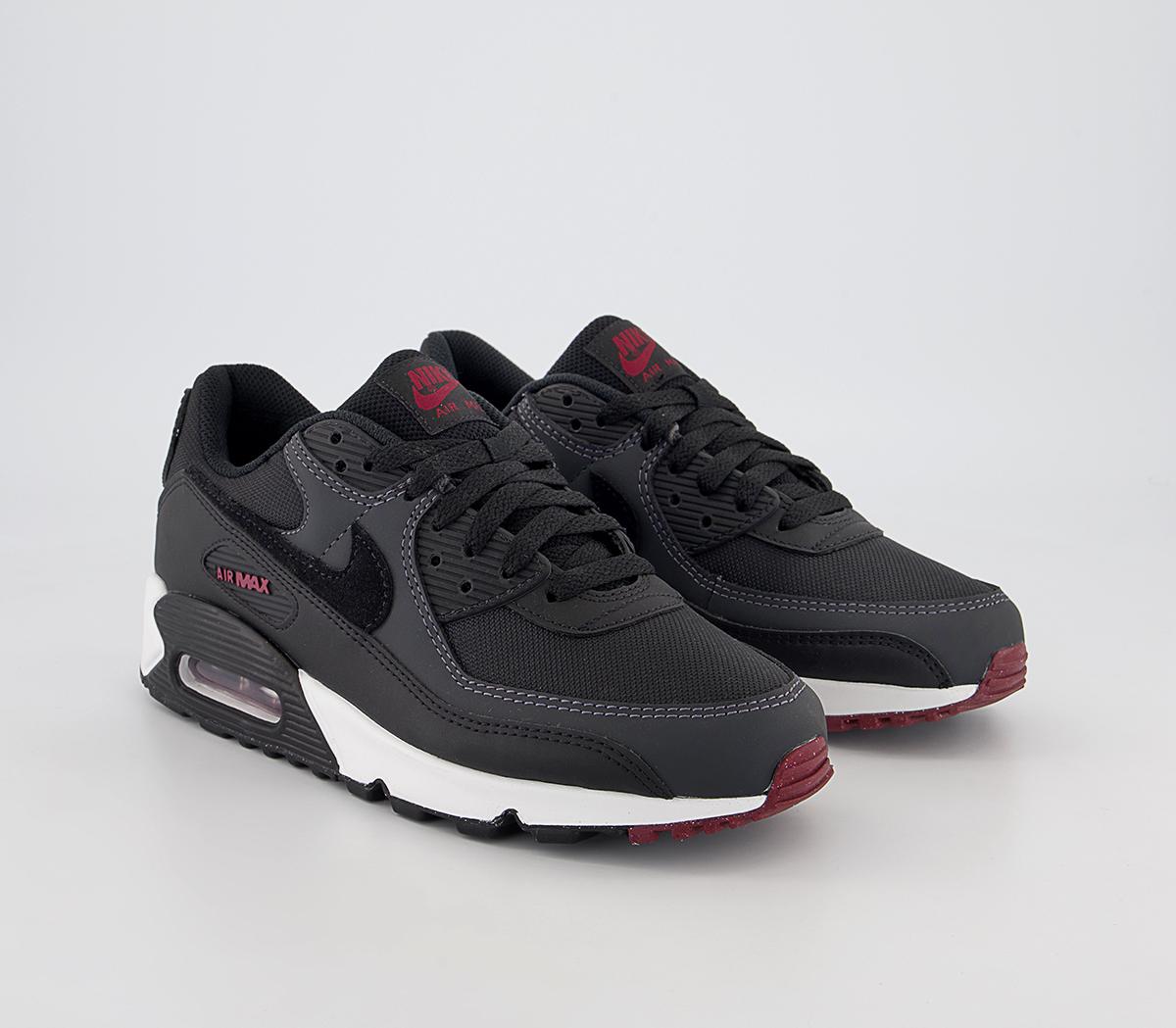 Nike Air Max 90 Trainers Anthracite Black Team Red Summit White - Men's ...