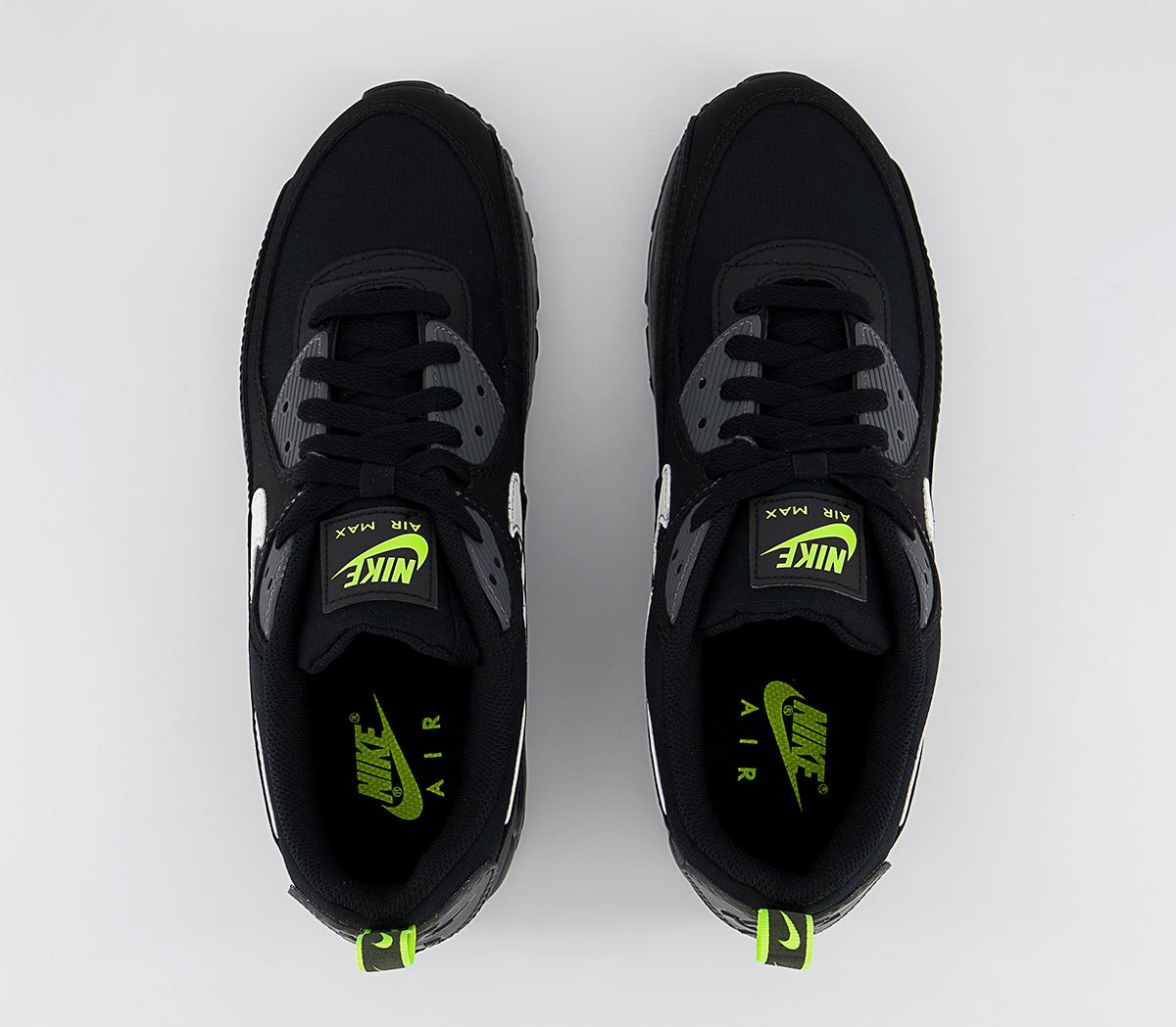 Nike Air Max 90 Trainers Black White Volt Iron Grey Men's Trainers