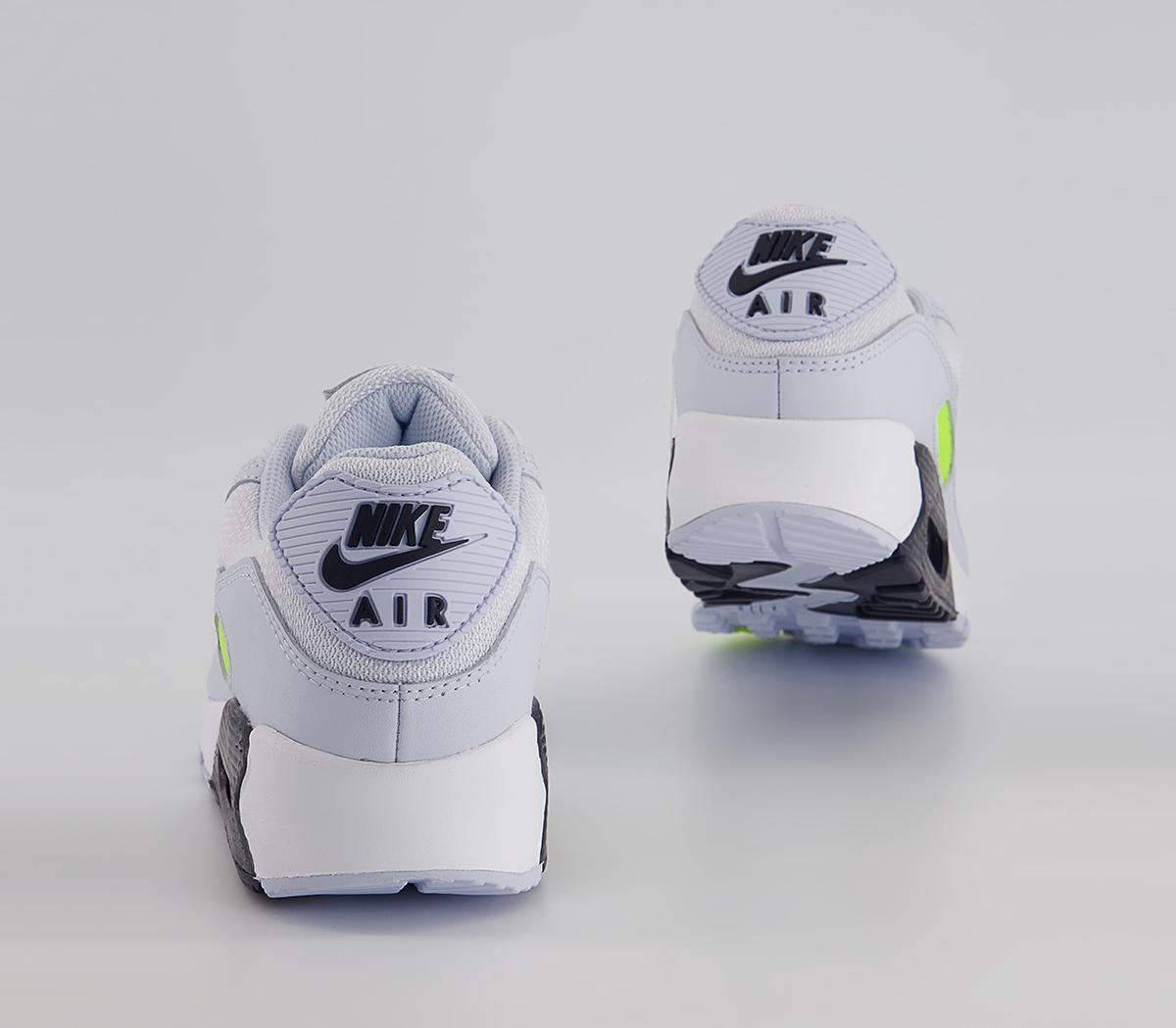 Nike Air Max 90 Trainers Nike Air Max 90 Trainers White Blackened Blue Volt Football Grey