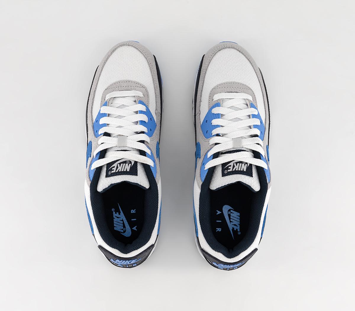 Nike Air Max 90 Trainers White University Blue Pure Platinum