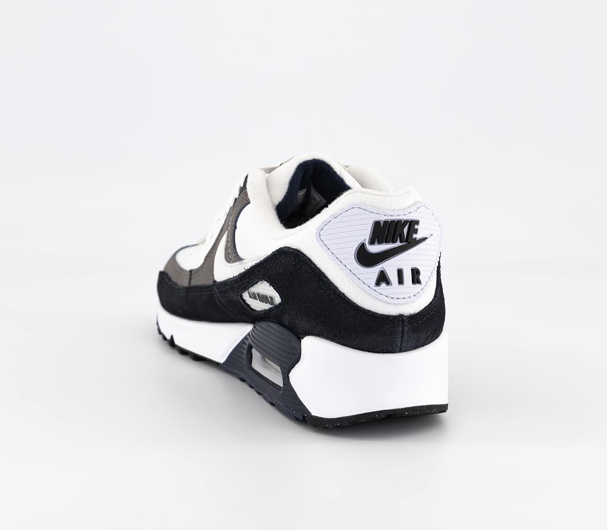 Nike Air Max 90 Trainers Flat Pewter White Black Obsidian - Men's Trainers