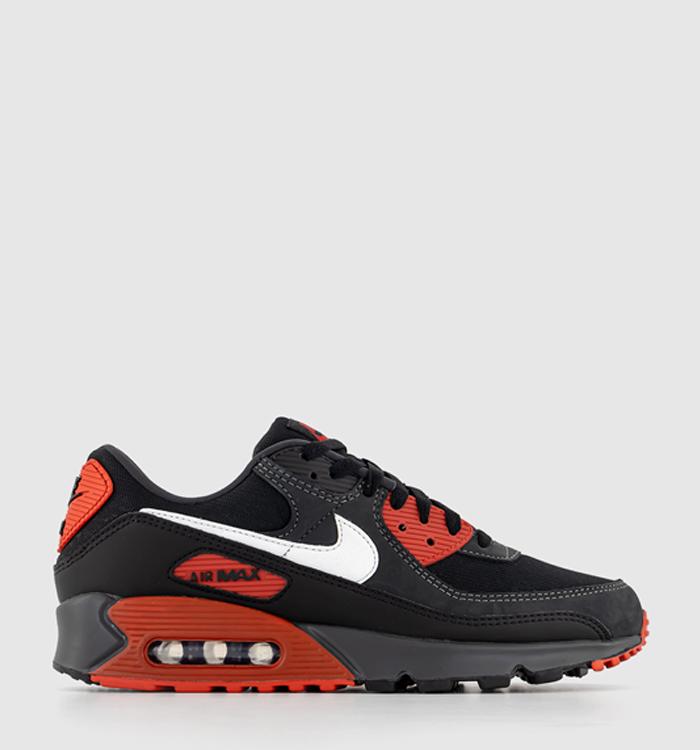 Nike Air Max 90's Trainers Anthracite Summit White Black Mystic Red