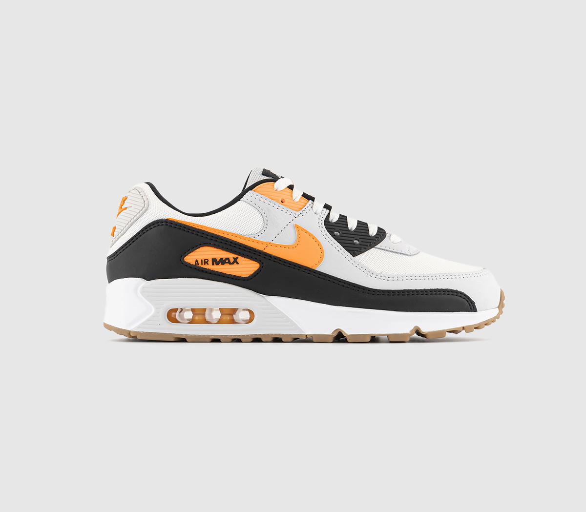 Nike Air Max 90 Trainers White Laser Orange Photon Dust Black Unisex Sports