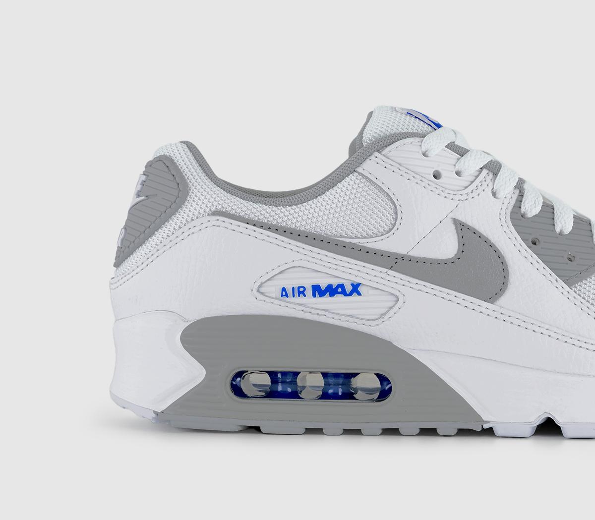 NikeAir Max 90 Trainers NikeAir Max 90 TrainersWhite Light Smoke Grey Racer Blue