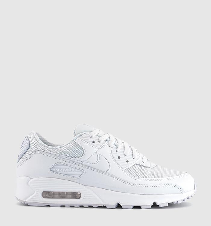 Nike Air Max 90 Trainers White White White Wolf Grey
