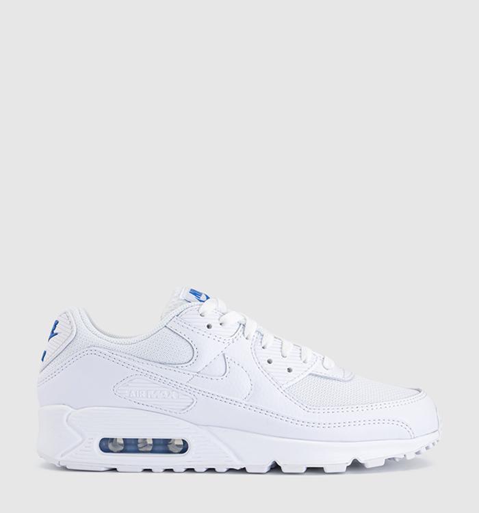 Nike Air Max 90 Trainers White White Blue Crystal