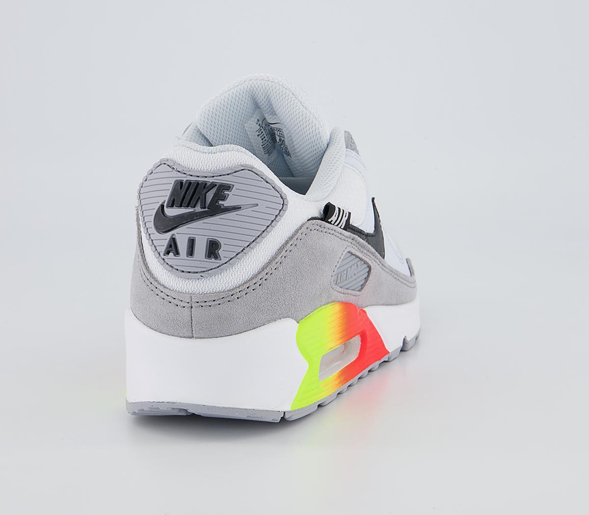 Nike Air Max 90 Trainers Nike Air Max 90 Trainers Wolf Grey Crimson Volt Blue Crystal