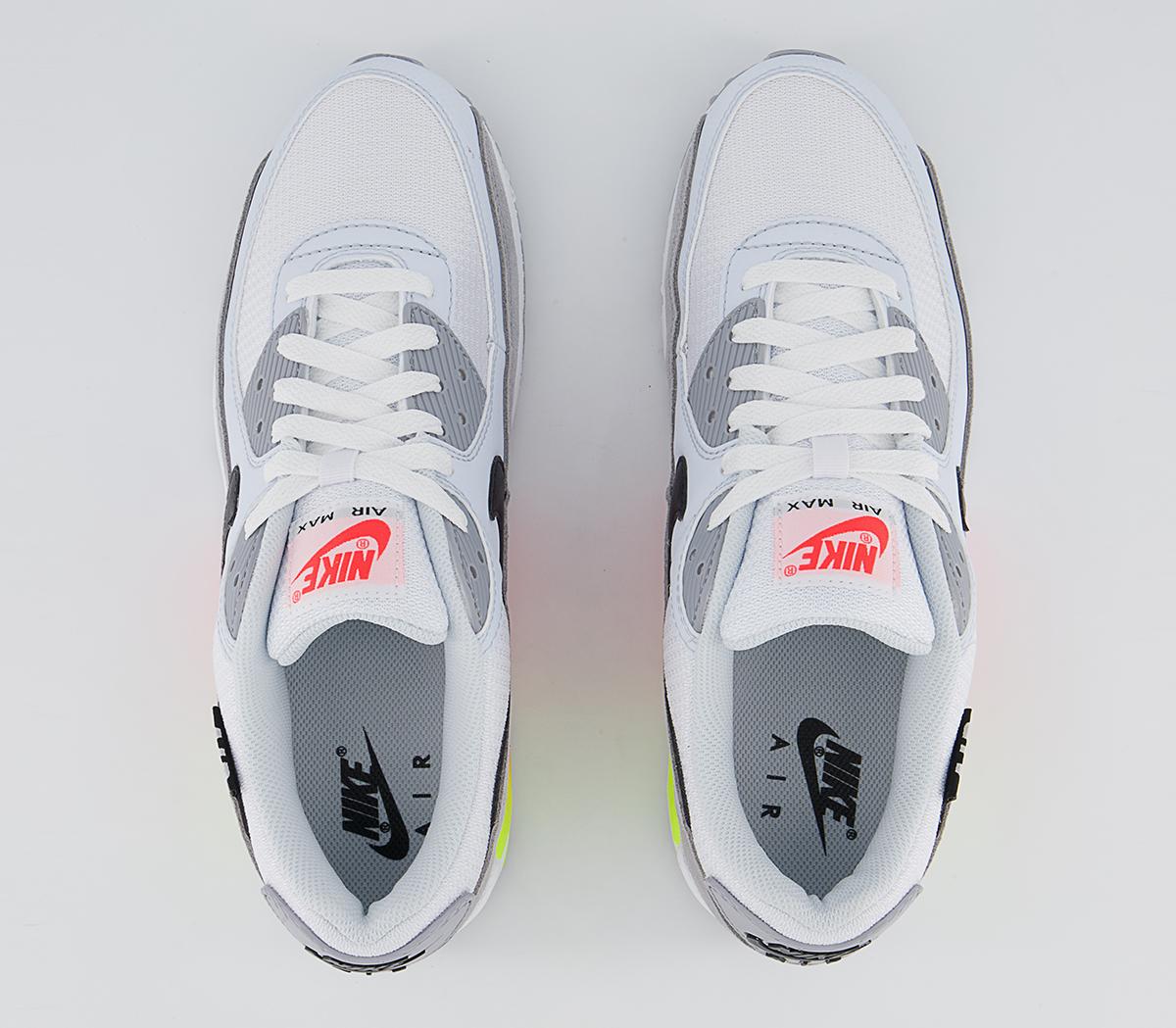 Nike Air Max 90 Trainers Nike Air Max 90 Trainers Wolf Grey Crimson Volt Blue Crystal