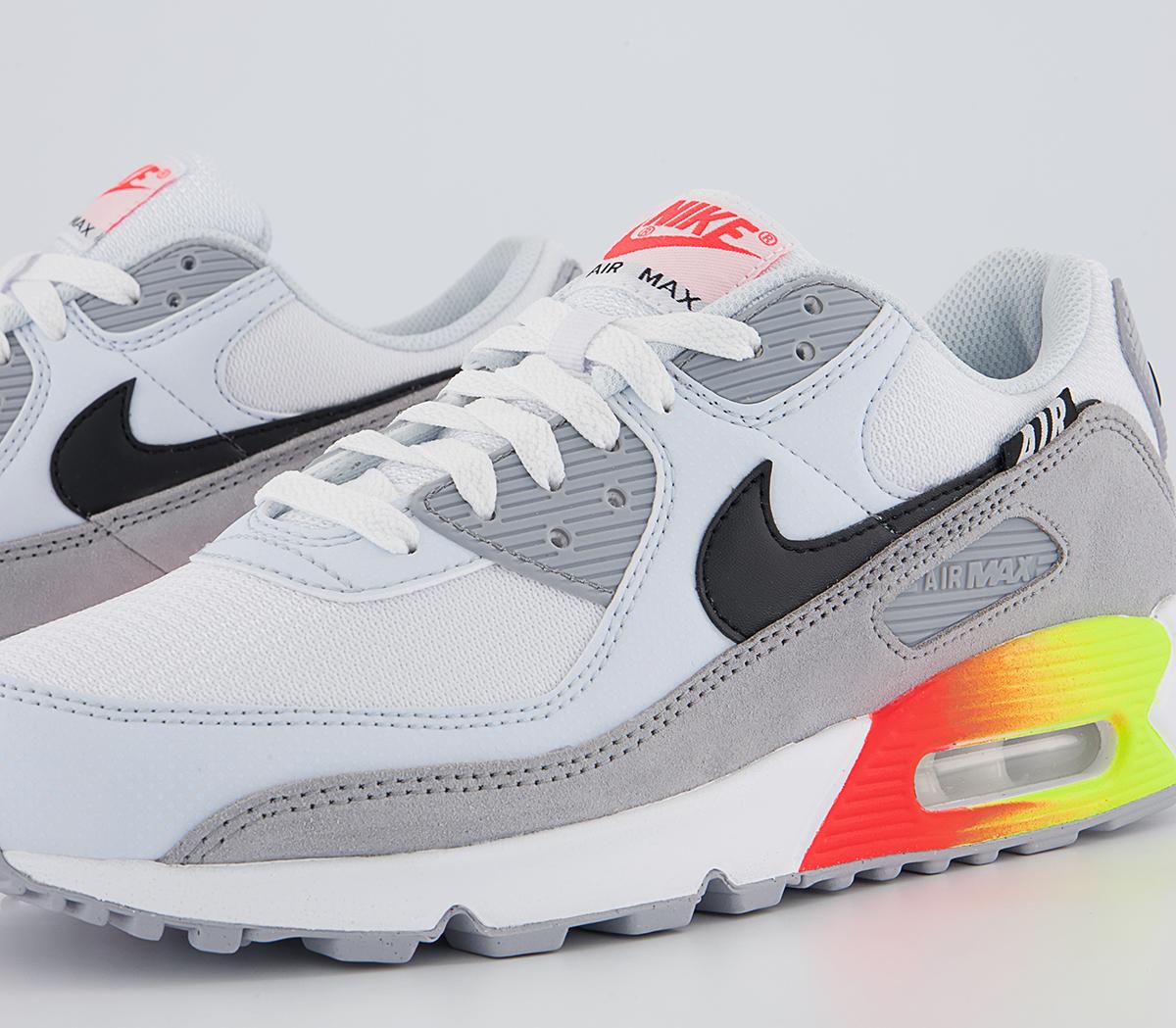 Nike Air Max 90 Trainers Nike Air Max 90 Trainers Wolf Grey Crimson Volt Blue Crystal