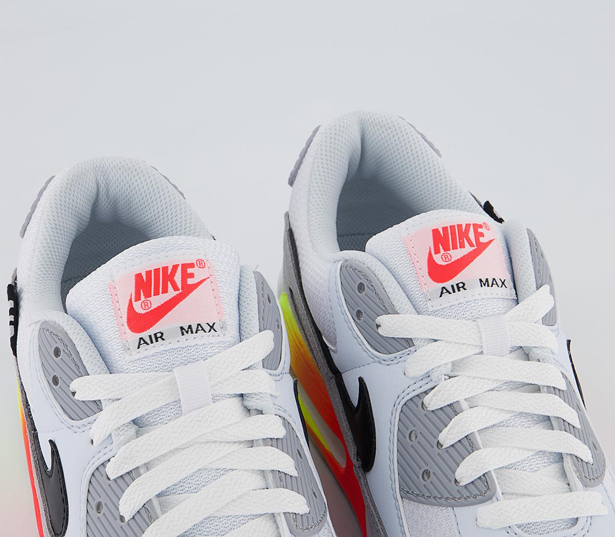 Nike Air Max 90 Trainers Nike Air Max 90 Trainers Wolf Grey Crimson Volt Blue Crystal