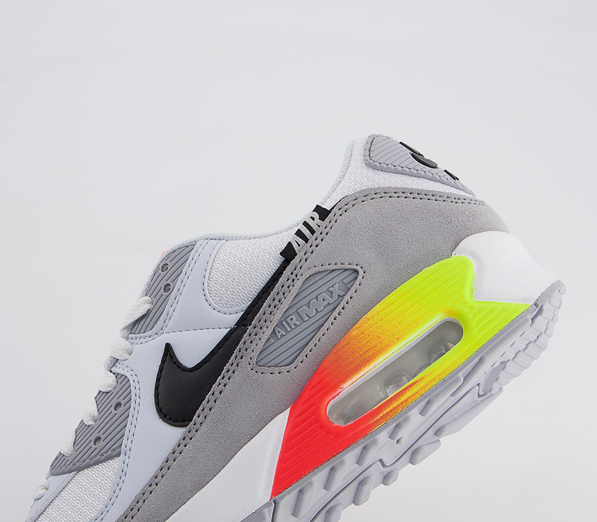 Nike Air Max 90 Trainers Nike Air Max 90 Trainers Wolf Grey Crimson Volt Blue Crystal
