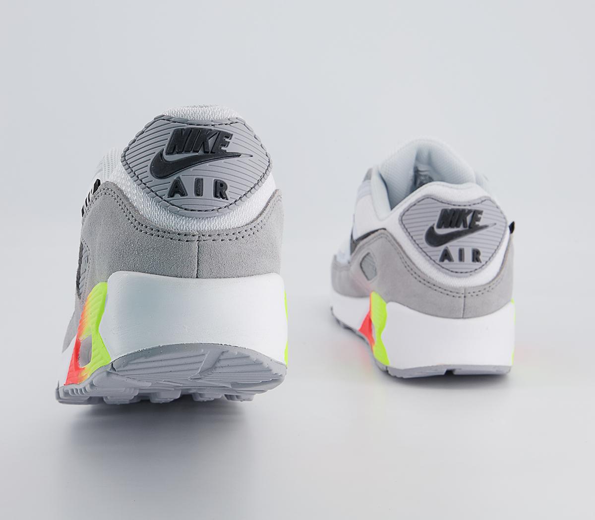 Nike Air Max 90 Trainers Nike Air Max 90 Trainers Wolf Grey Crimson Volt Blue Crystal