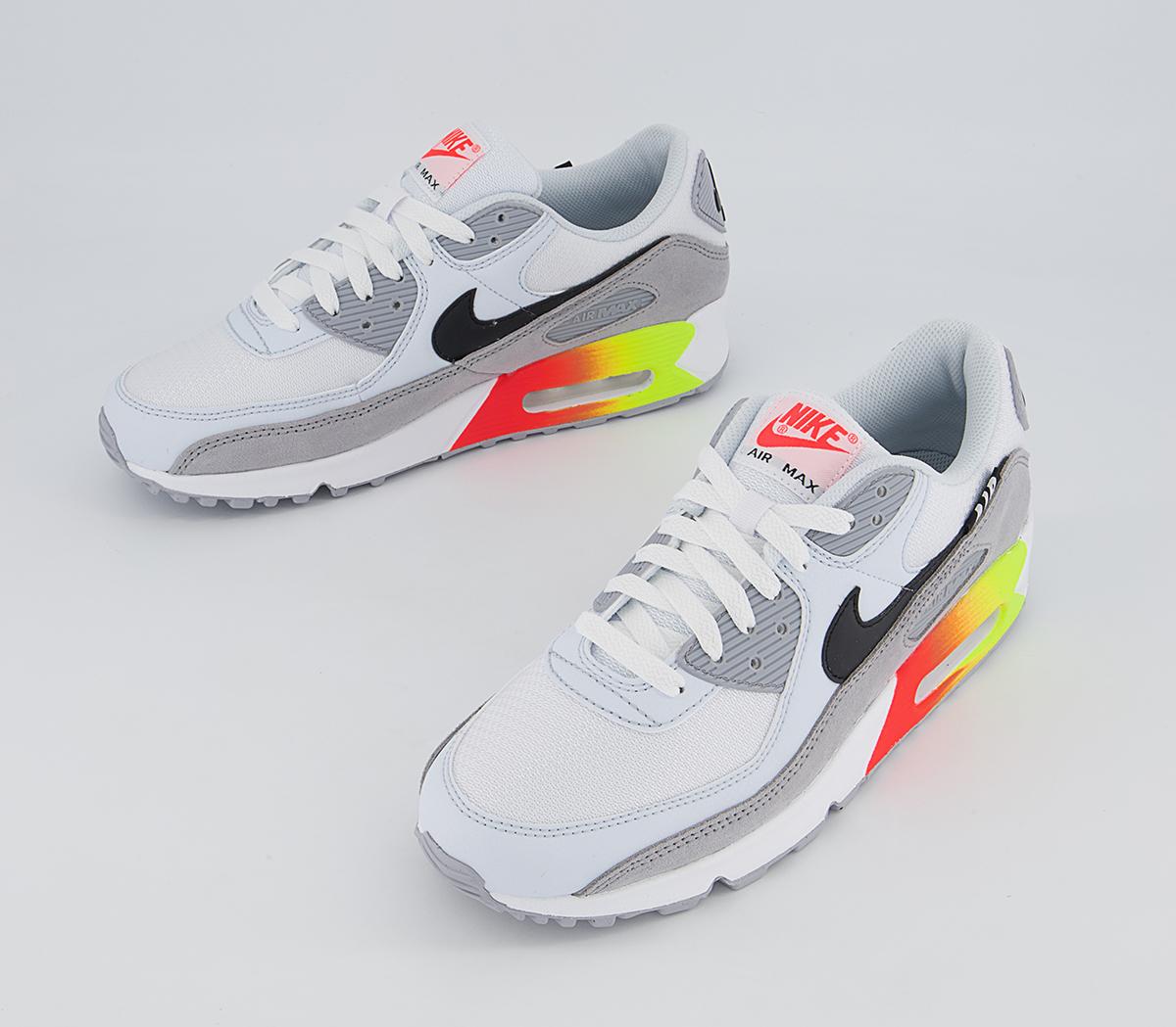 Nike Air Max 90 Trainers Nike Air Max 90 Trainers Wolf Grey Crimson Volt Blue Crystal