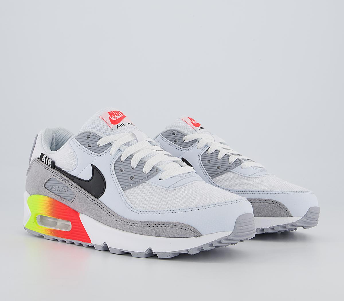 Nike Air Max 90 Trainers Nike Air Max 90 Trainers Wolf Grey Crimson Volt Blue Crystal