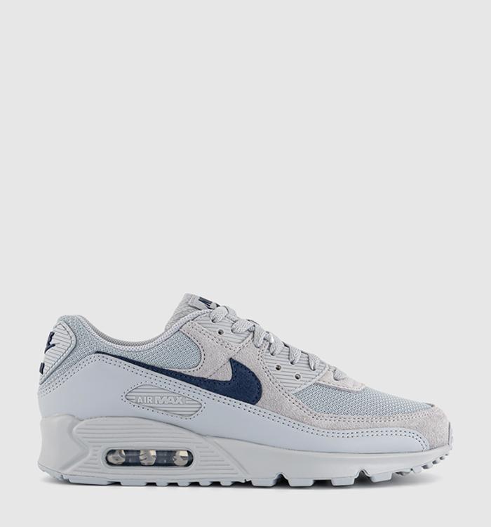 Nike Air Max 90 Trainers Wolf Grey Midnight Navy Wolf Grey