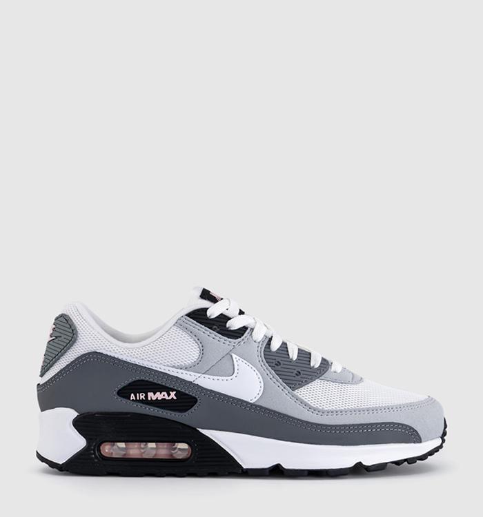 Nike Air Max 90 Trainers Wolf Grey White Pink Foam Smoke Grey Anthracite Bl