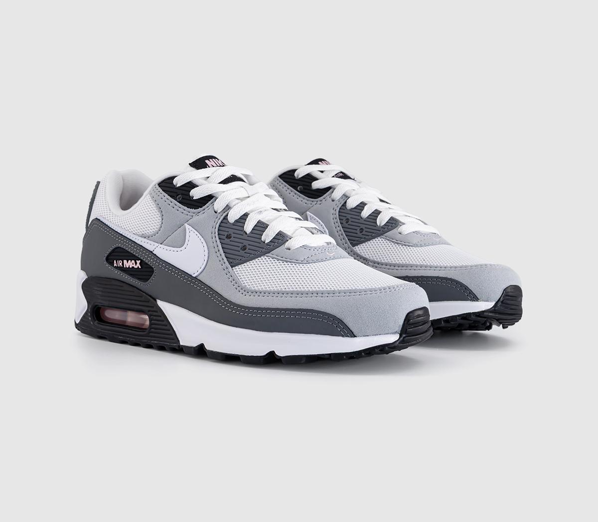 NikeAir Max 90 TrainersWolf Grey White Pink Foam Smoke Grey Anthracite Bl