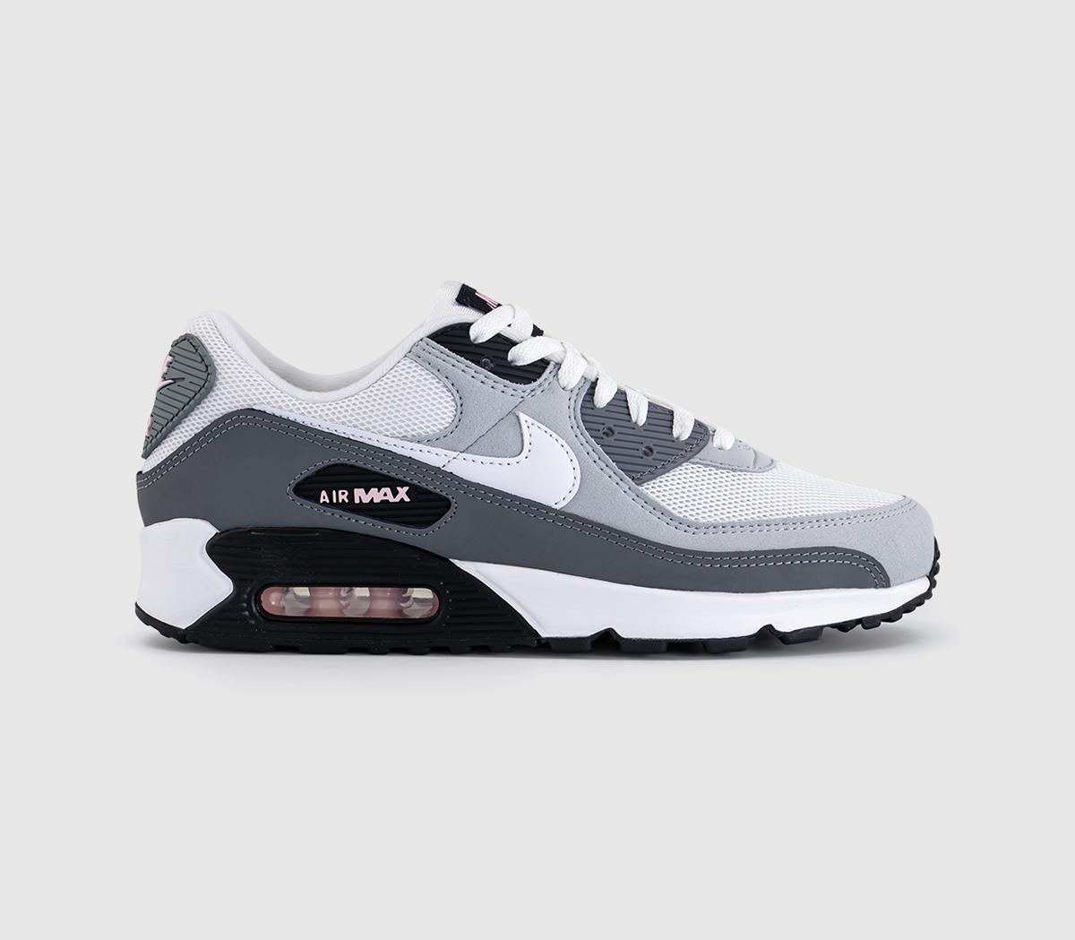 NikeAir Max 90 TrainersWolf Grey White Pink Foam Smoke Grey Anthracite Bl