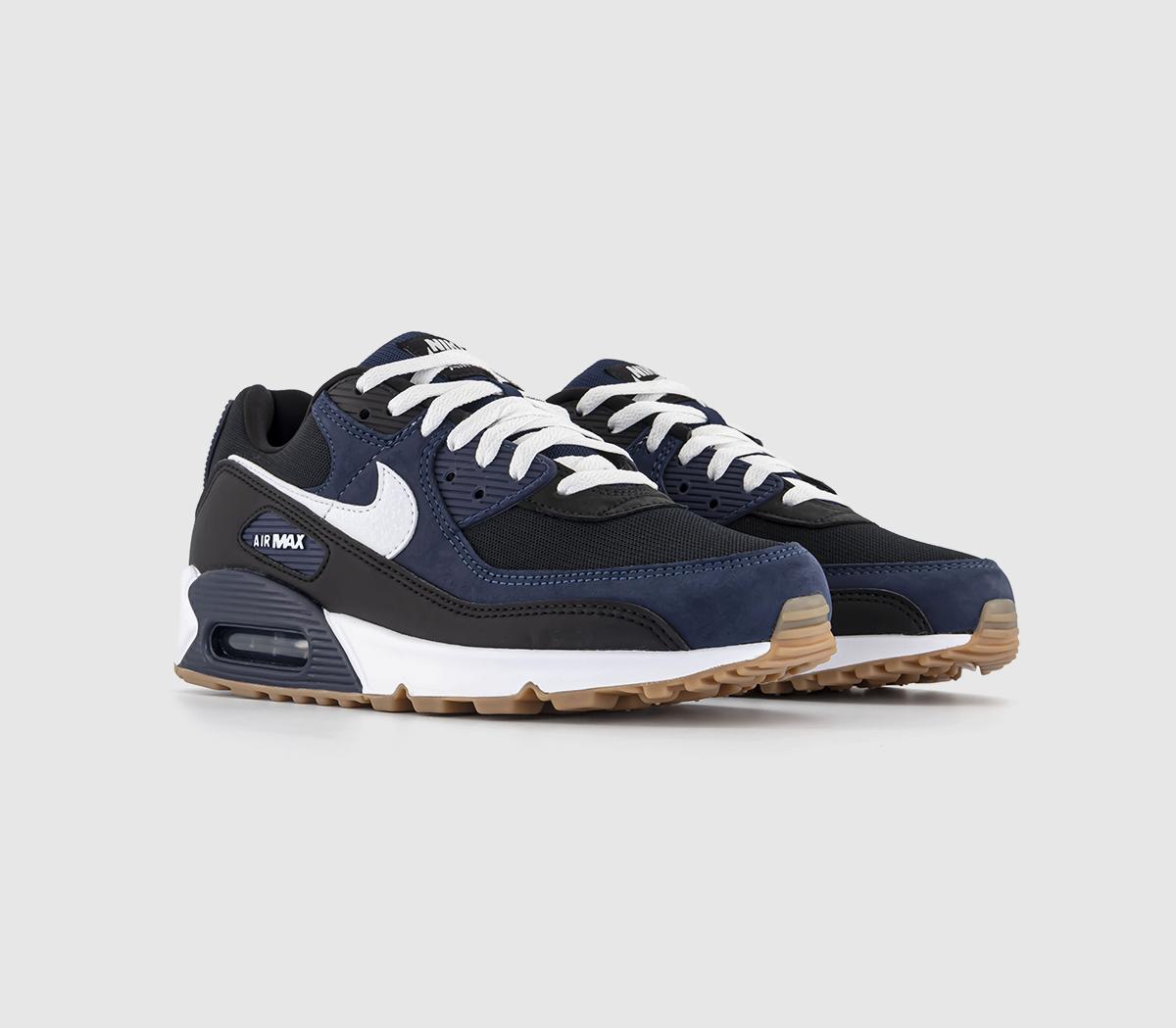 NikeAir Max 90 TrainersMidnight Navy White Black Gum Medium Brown
