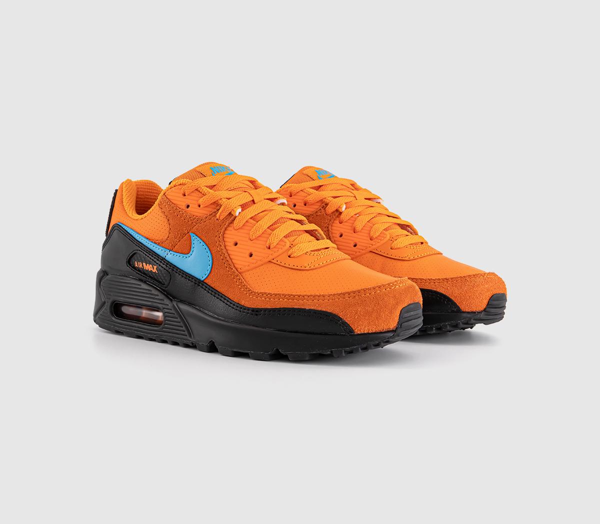 Nike Air Max 90 Trainers Nike Air Max 90 Trainers Mandarinblue Furyblackwhite
