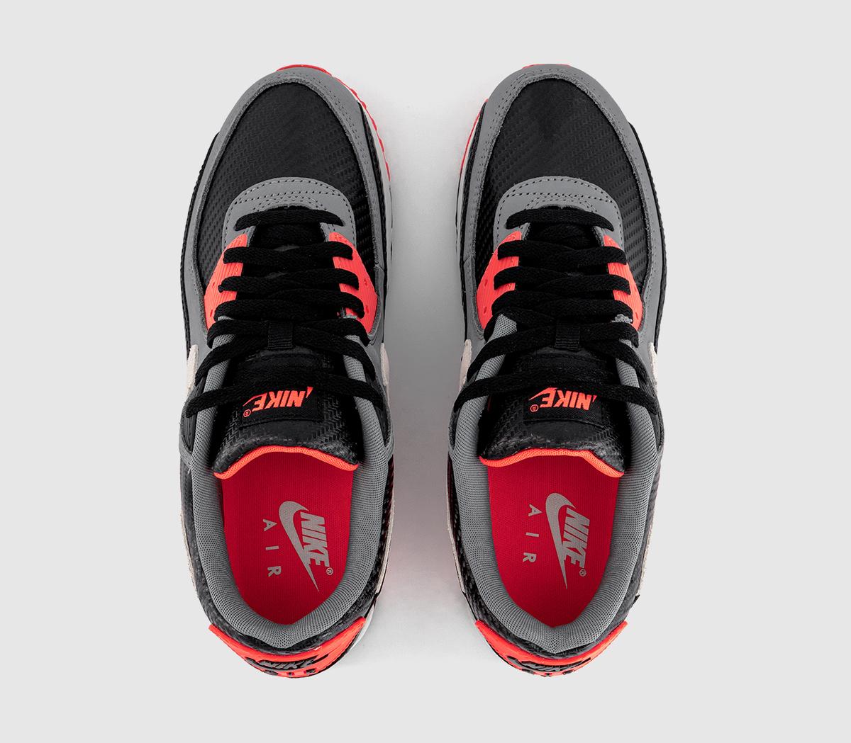NikeAir Max 90 TrainersBlack Photon Dust Cool Grey Bright Crimson