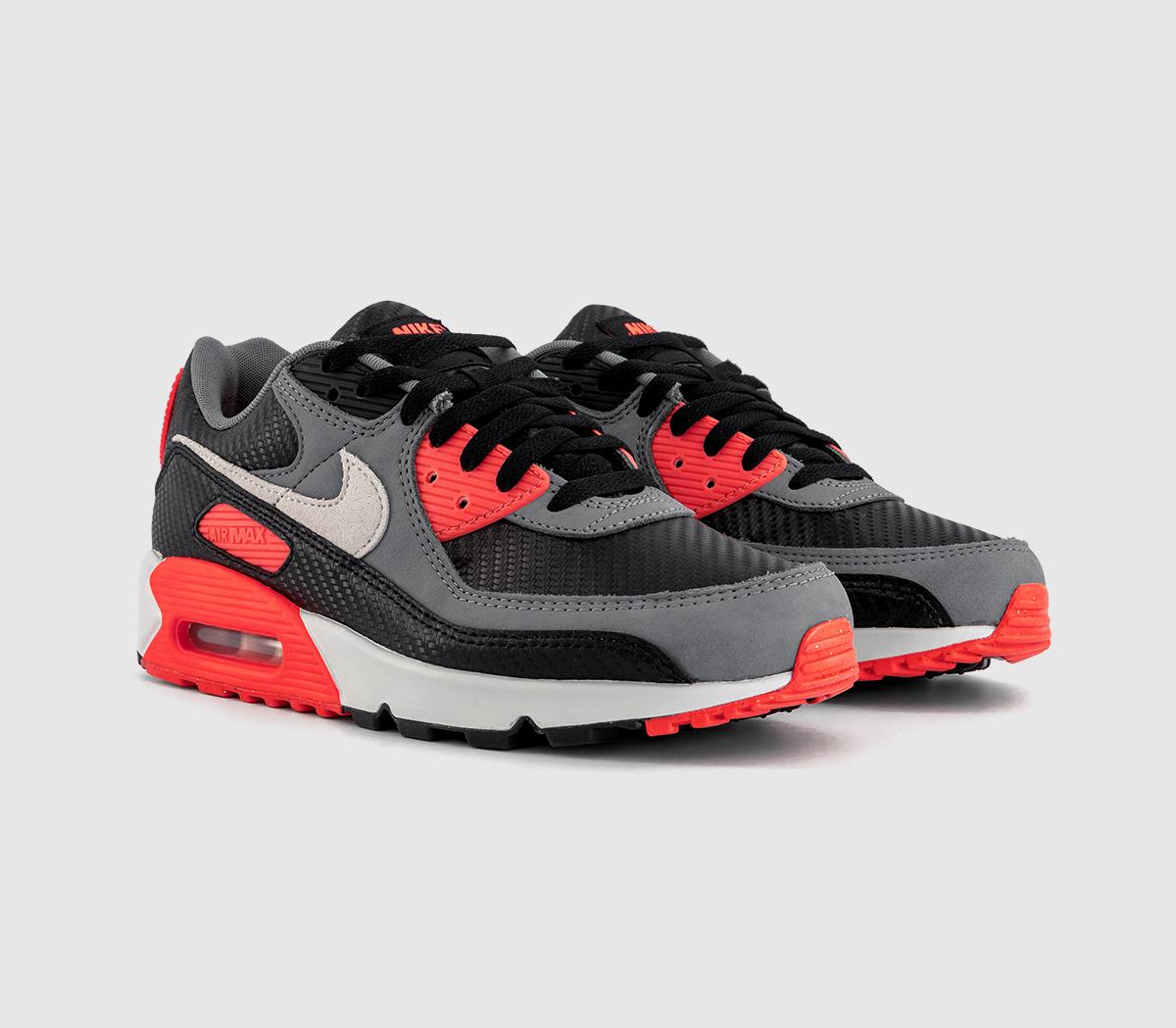 NikeAir Max 90 TrainersBlack Photon Dust Cool Grey Bright Crimson
