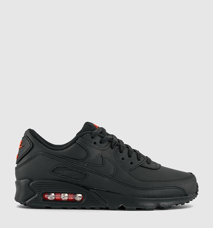 Nike Air Max 90 Trainers Black Black Safety Orange