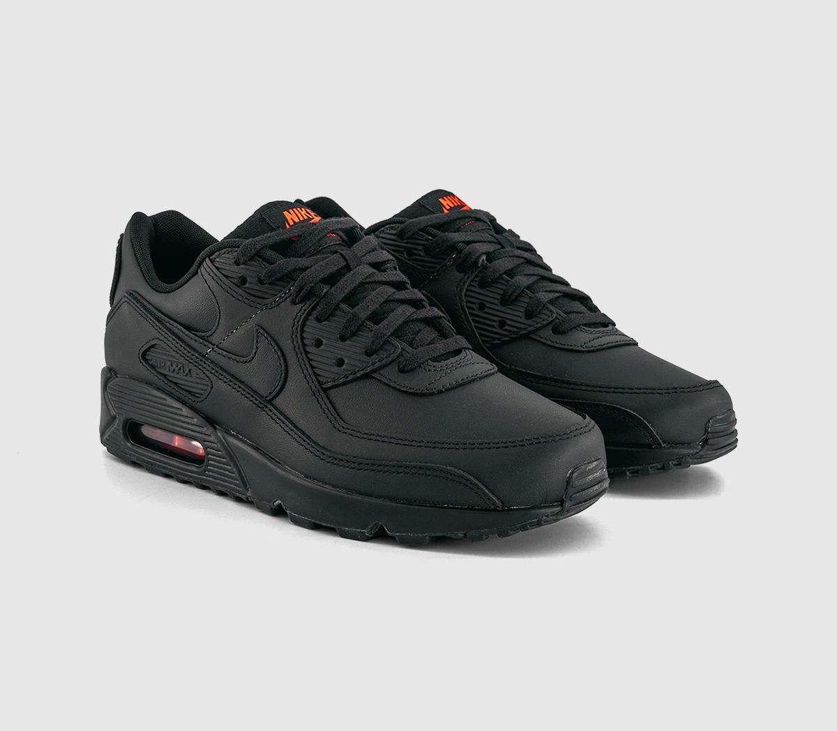 Nike Air Max 90 Trainers Black Black Safety Orange - Men's Trainers