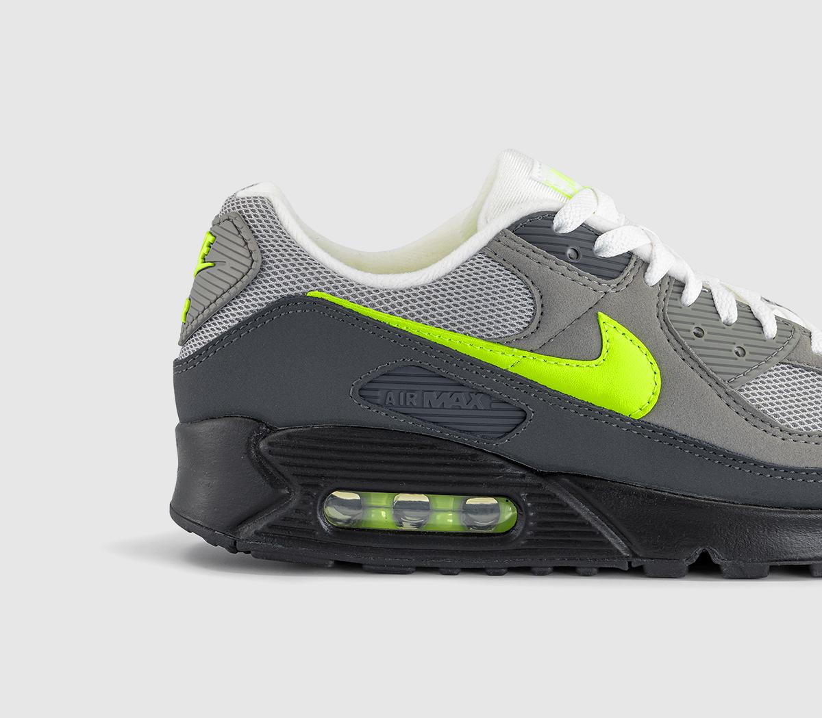 NikeAir Max 90 Trainers Black Neon Yellow Anthracite