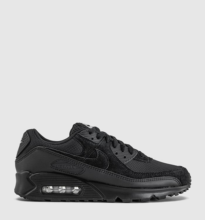 Nike Air Max 90 Trainers Black Black Light Smoke Grey