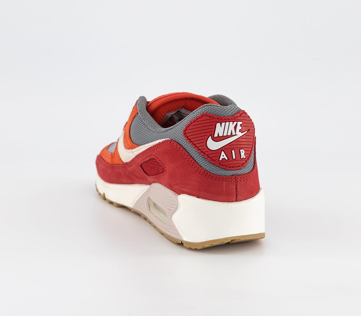 Nike Air Max 90 Trainers Nike Air Max 90 Trainers Gym Red Pale Ivory Habanero Red Smoke Grey Particl