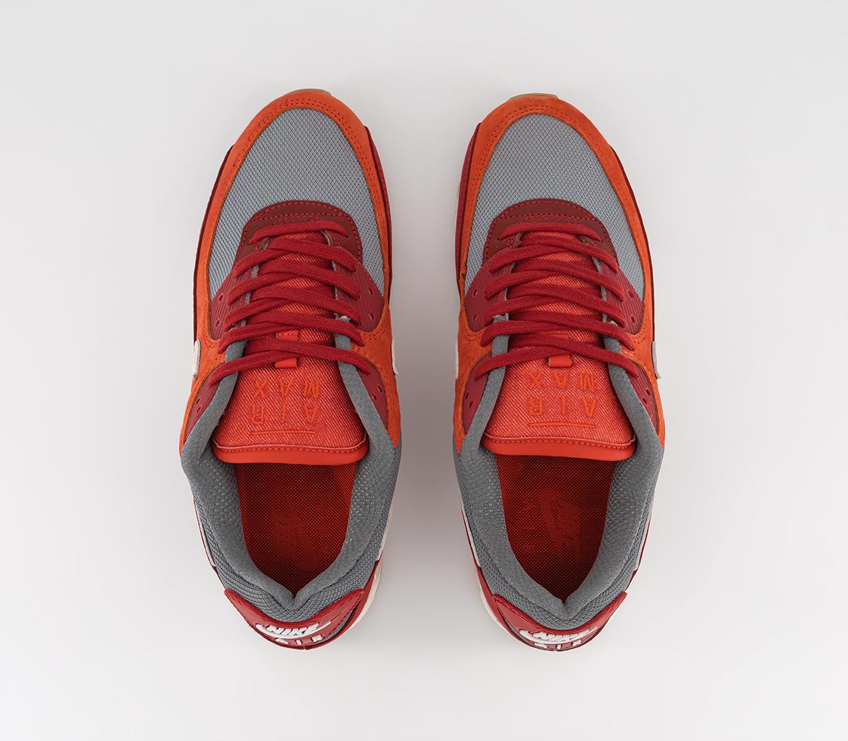 Nike Air Max 90 Trainers Nike Air Max 90 Trainers Gym Red Pale Ivory Habanero Red Smoke Grey Particl