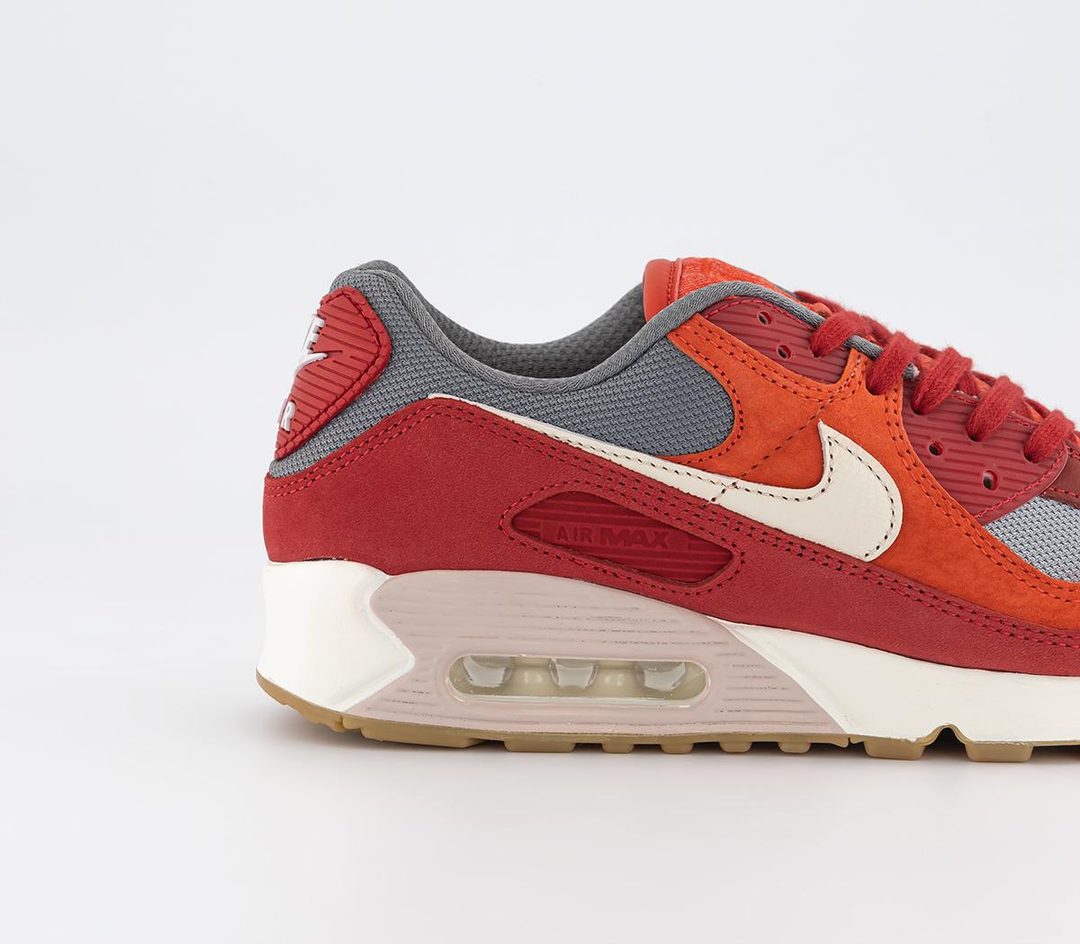 Nike Air Max 90 Trainers Nike Air Max 90 Trainers Gym Red Pale Ivory Habanero Red Smoke Grey Particl