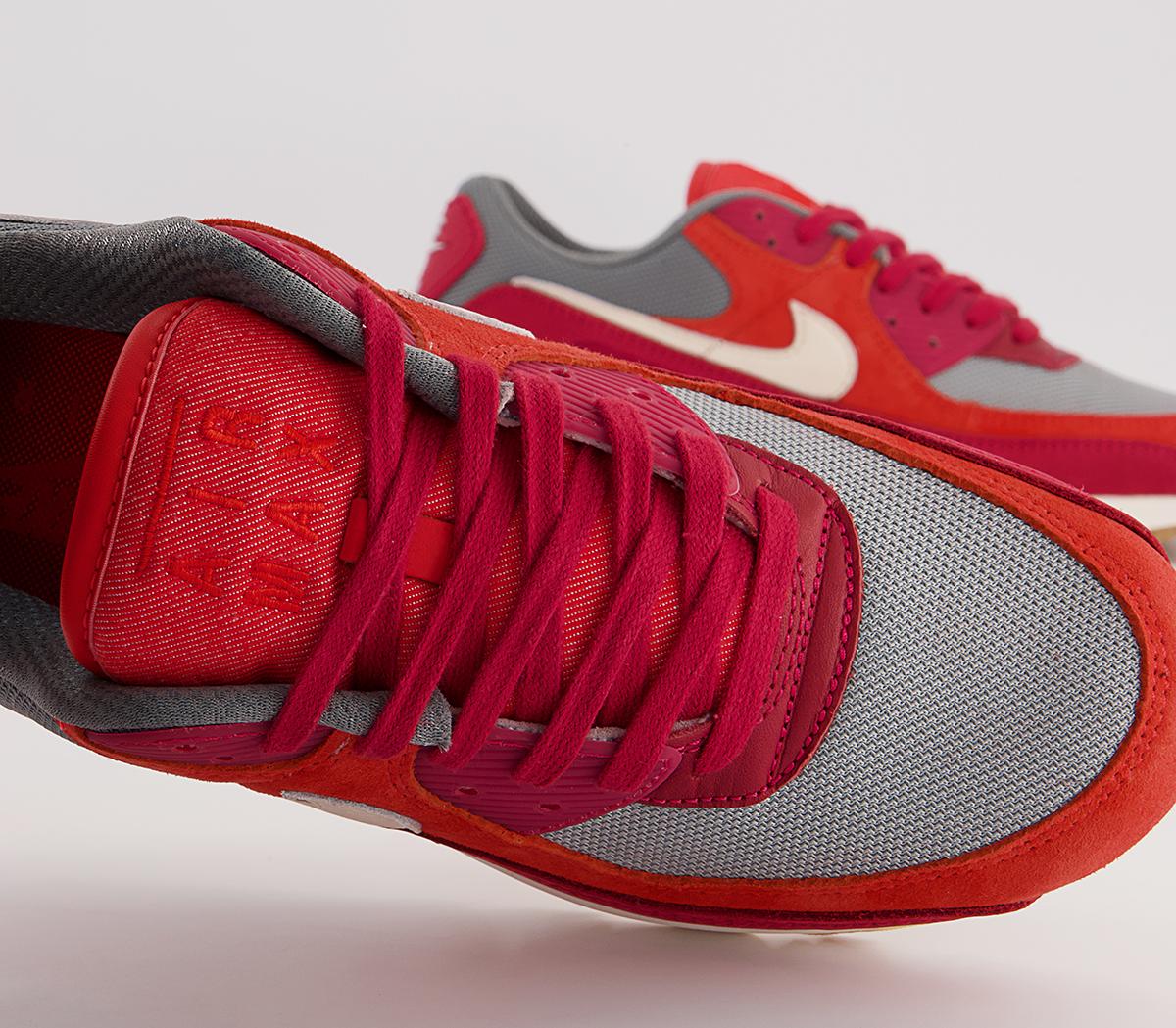 Nike Air Max 90 Trainers Nike Air Max 90 Trainers Gym Red Pale Ivory Habanero Red Smoke Grey Particl