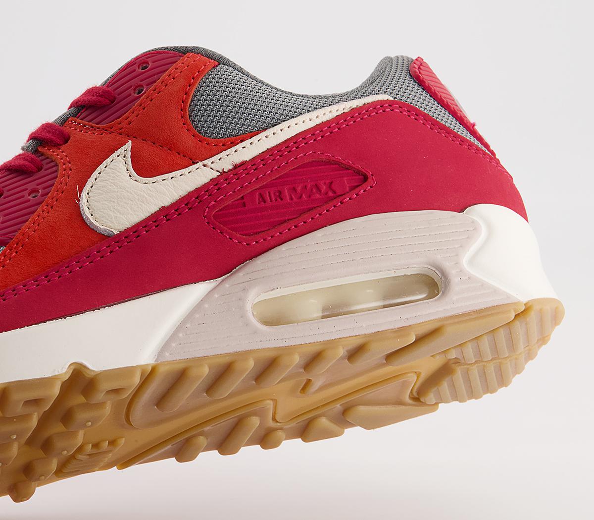 Nike Air Max 90 Trainers Nike Air Max 90 Trainers Gym Red Pale Ivory Habanero Red Smoke Grey Particl