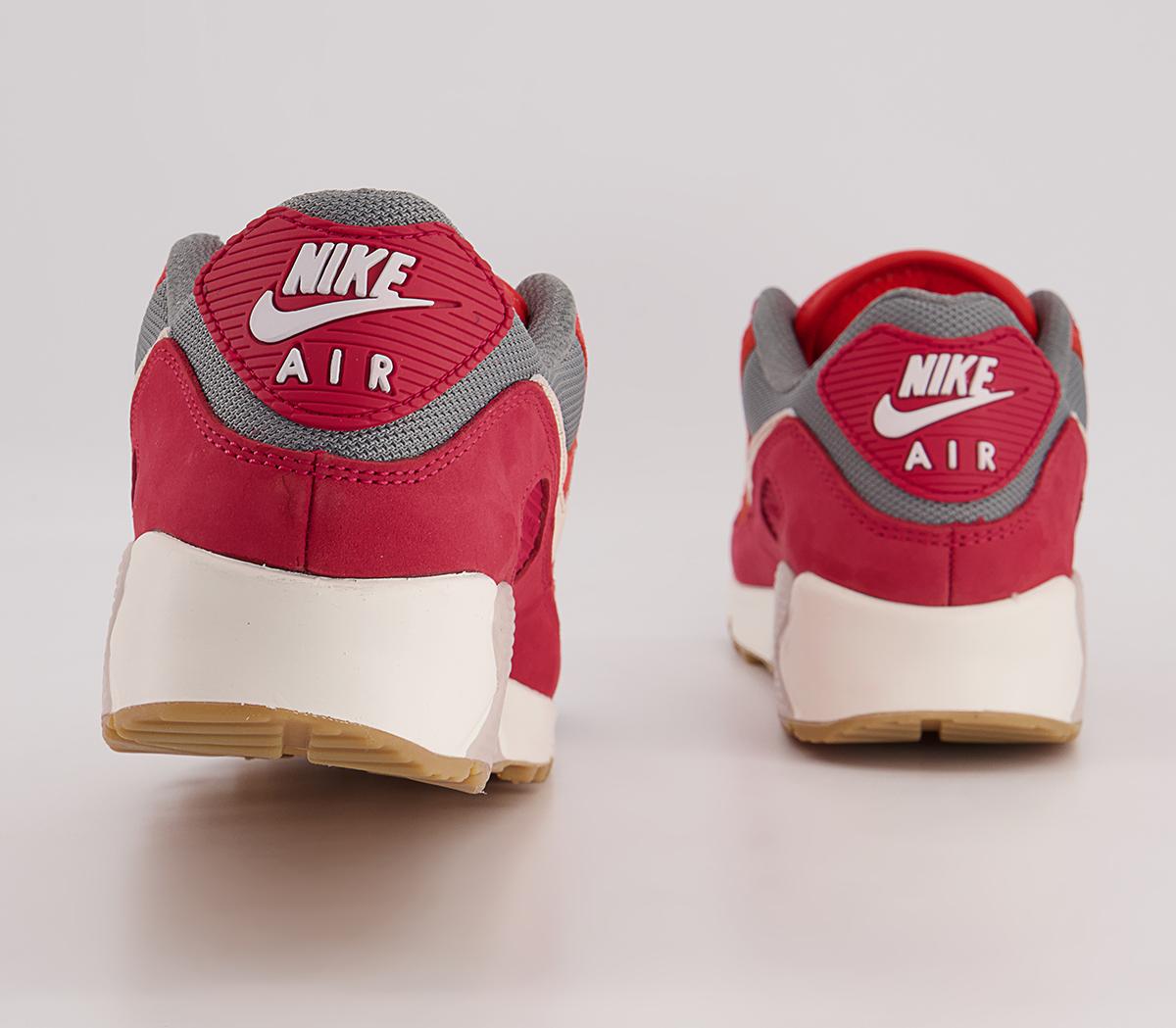Nike Air Max 90 Trainers Nike Air Max 90 Trainers Gym Red Pale Ivory Habanero Red Smoke Grey Particl