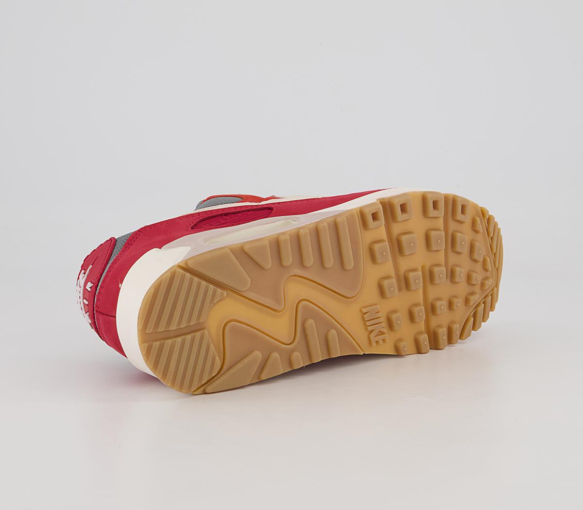 Nike Air Max 90 Trainers Nike Air Max 90 Trainers Gym Red Pale Ivory Habanero Red Smoke Grey Particl
