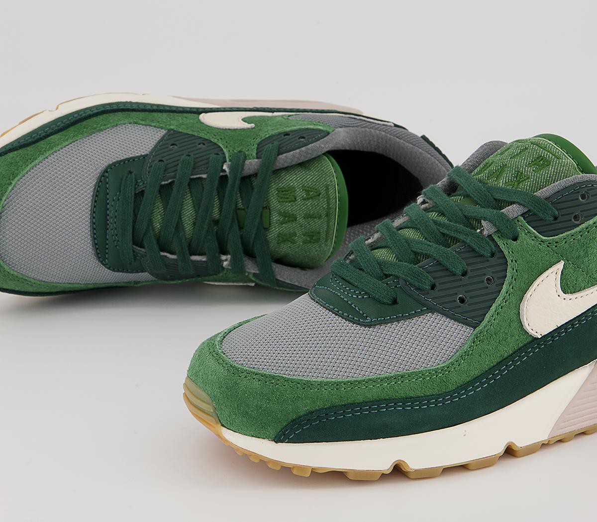 Nike Air Max 90 Trainers Nike Air Max 90 Trainers Pro Green Pale Ivory Forest Green Smoke Grey Parti