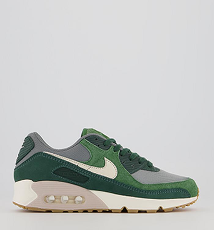 Nike Air Max 90 Trainers Pro Green Pale Ivory Forest Green Smoke Grey Parti