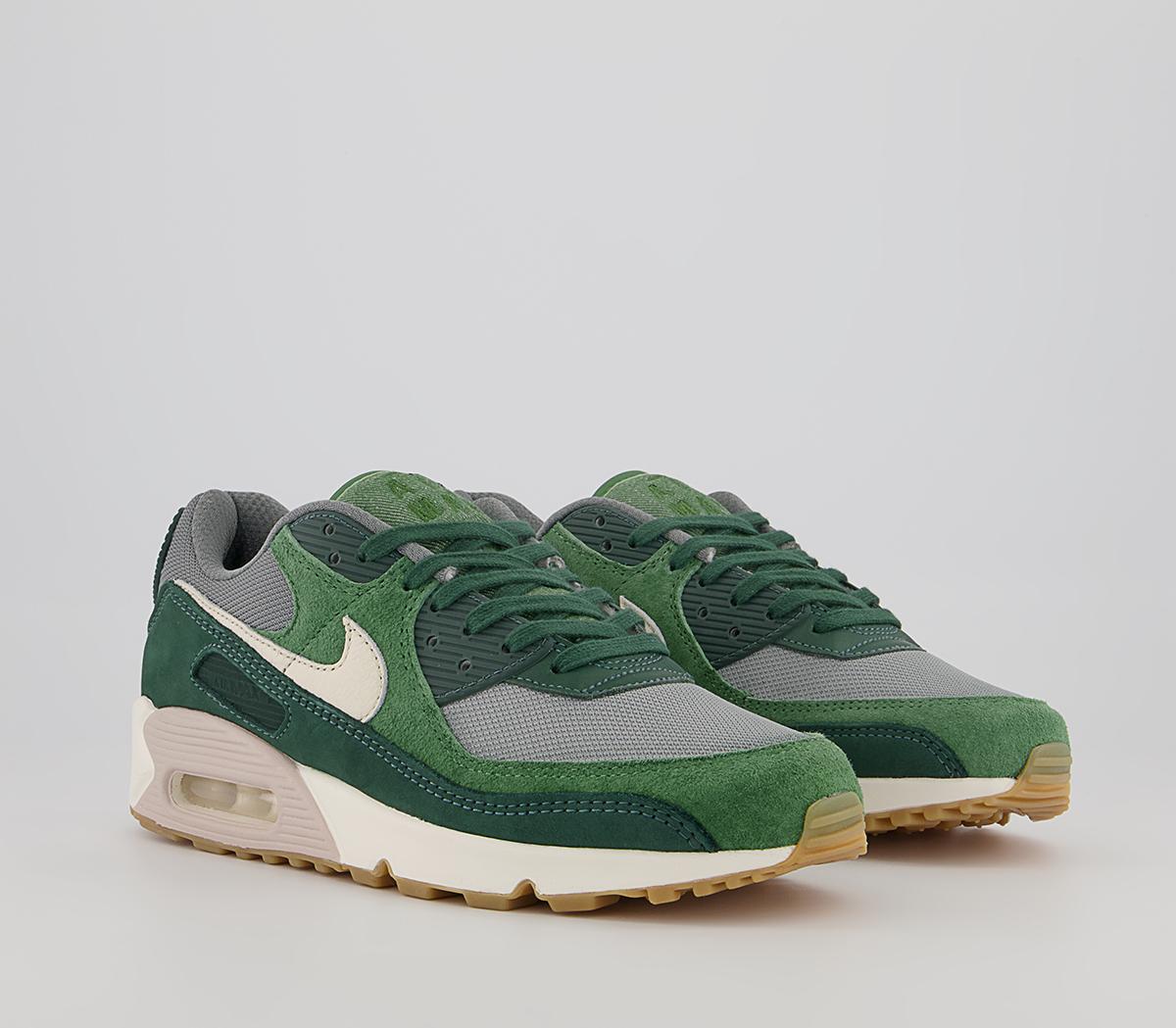 Nike Air Max 90 Trainers Nike Air Max 90 Trainers Pro Green Pale Ivory Forest Green Smoke Grey Parti