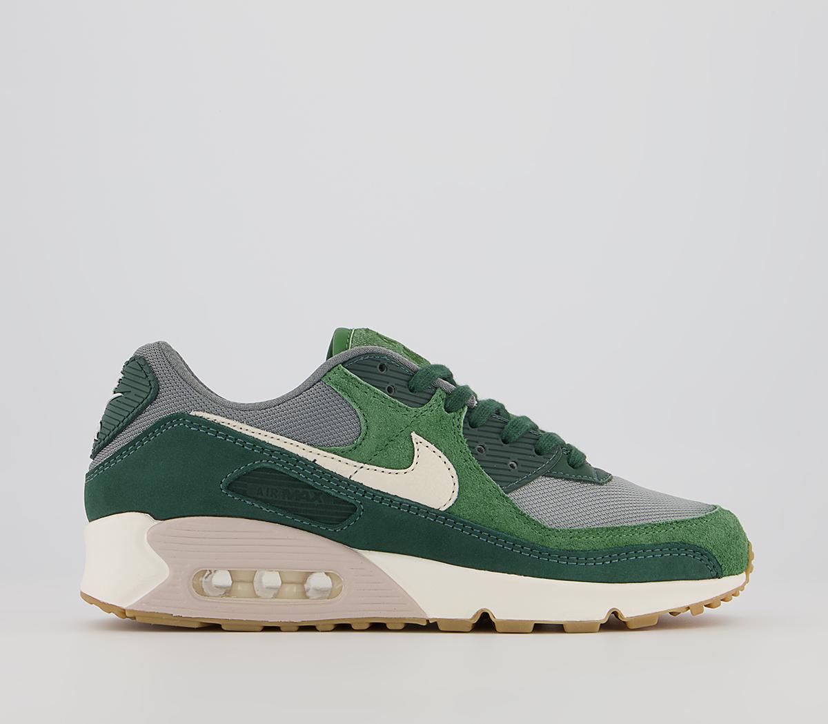 Nike Air Max 90 Trainers Pro Green Ivory Forest Green Grey Parti - Nike Air Max