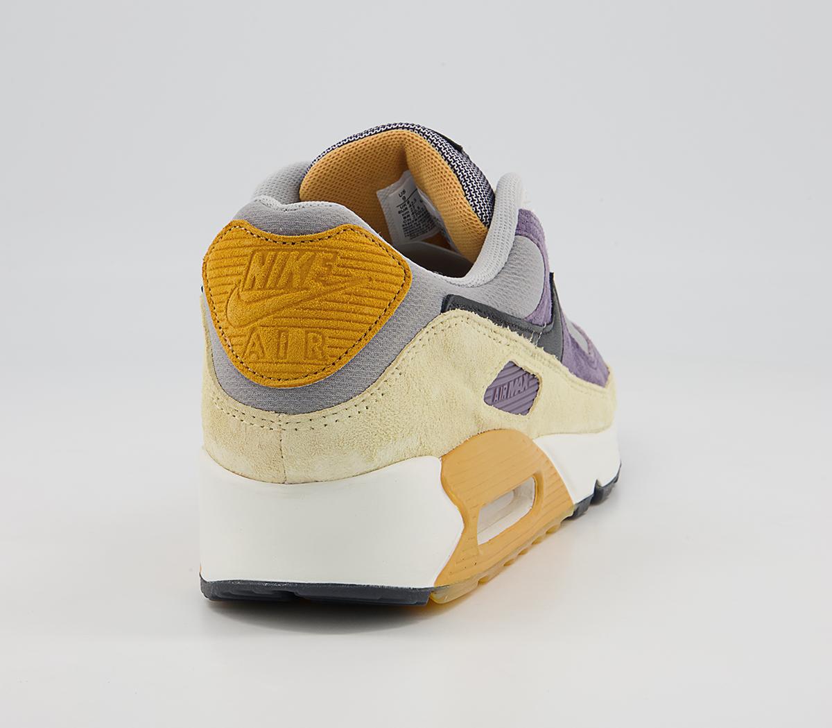Nike Air Max 90 Trainers Nike Air Max 90 Trainers Court Purple Black Lemon Drop Wolf Grey Bucktan Gy