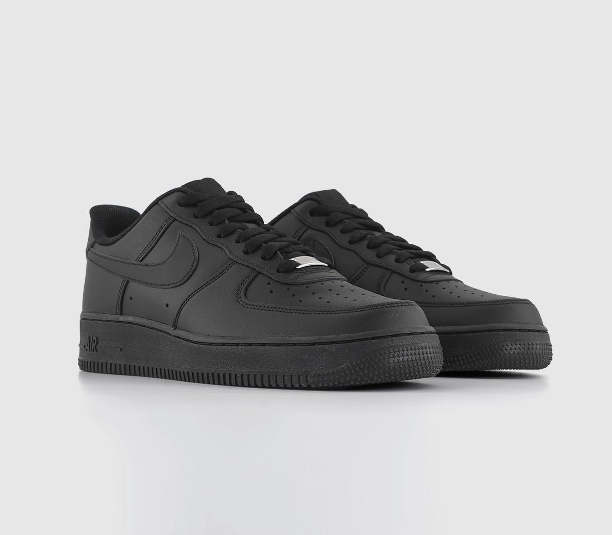 Nike Mens Air Force 1 07 Trainers Black Leather, 12