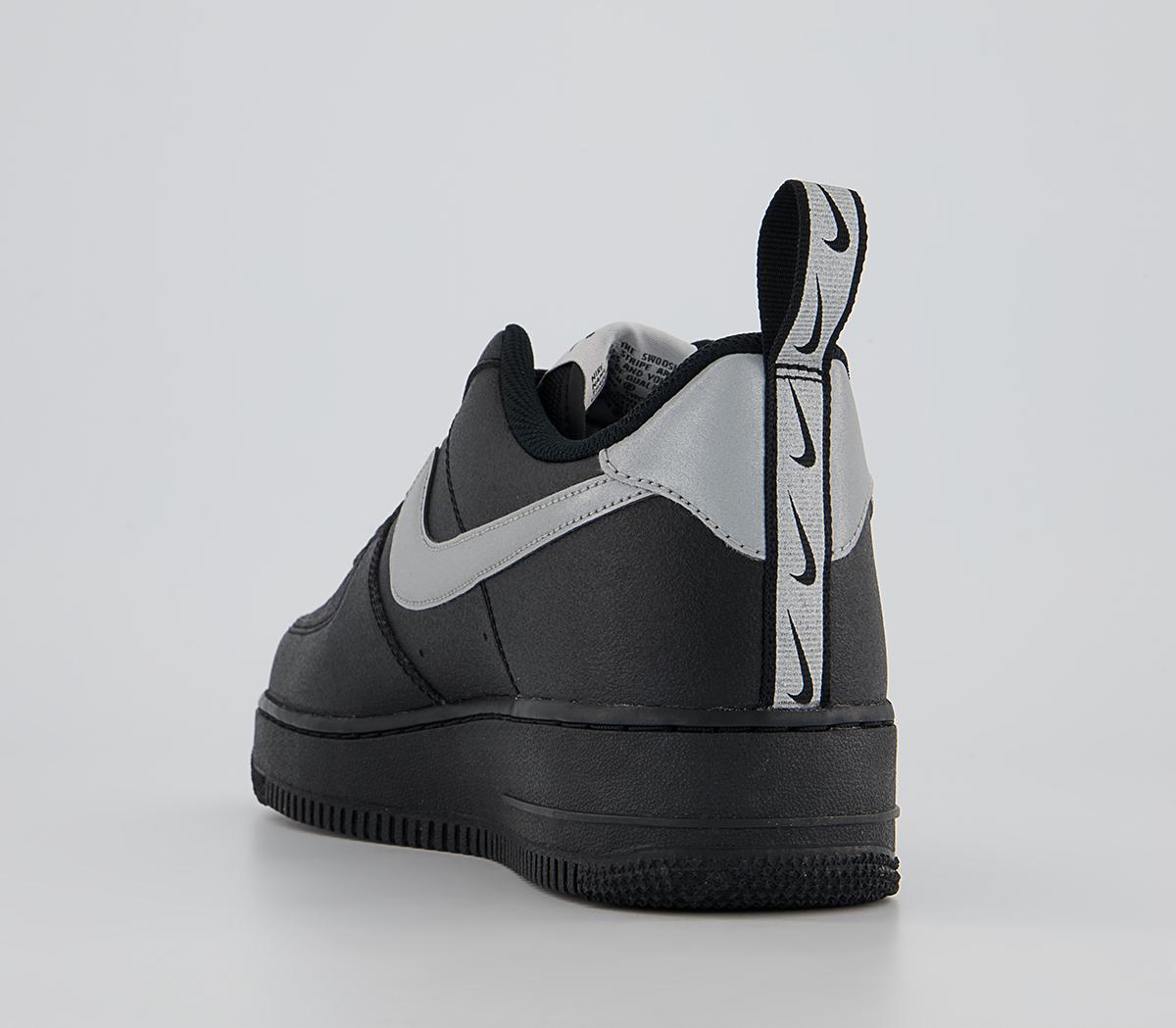 Nike Air Force 1 07 Trainers Black Metallic Silver - Nike Air Force 1